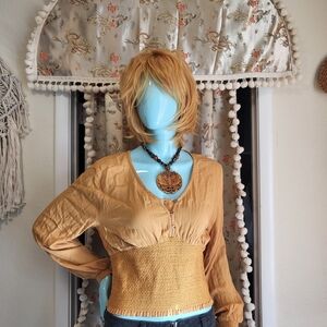 Derek Heart Golden Smocked Blouse